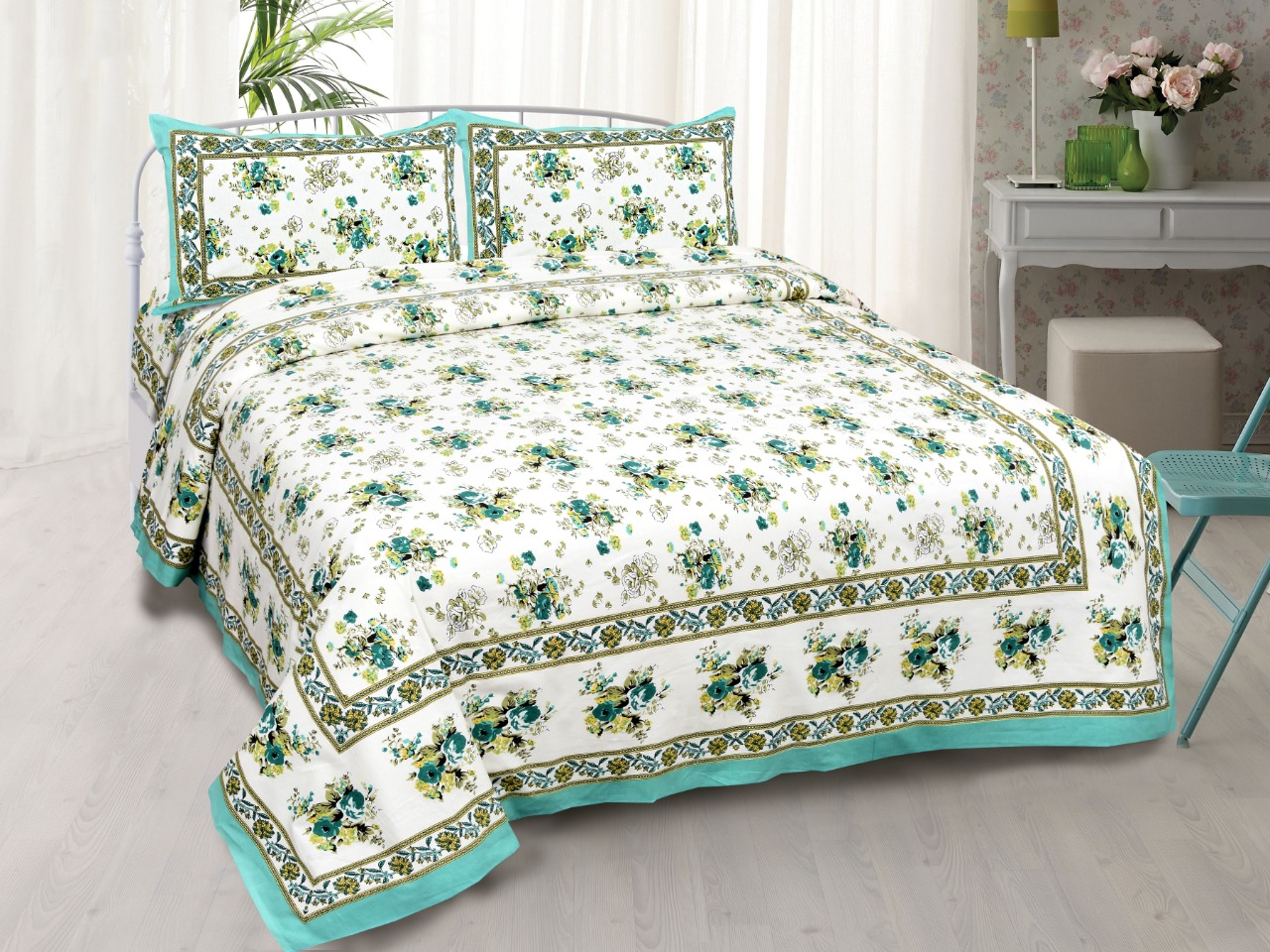 Bedsheet  floral print. 3 different color
